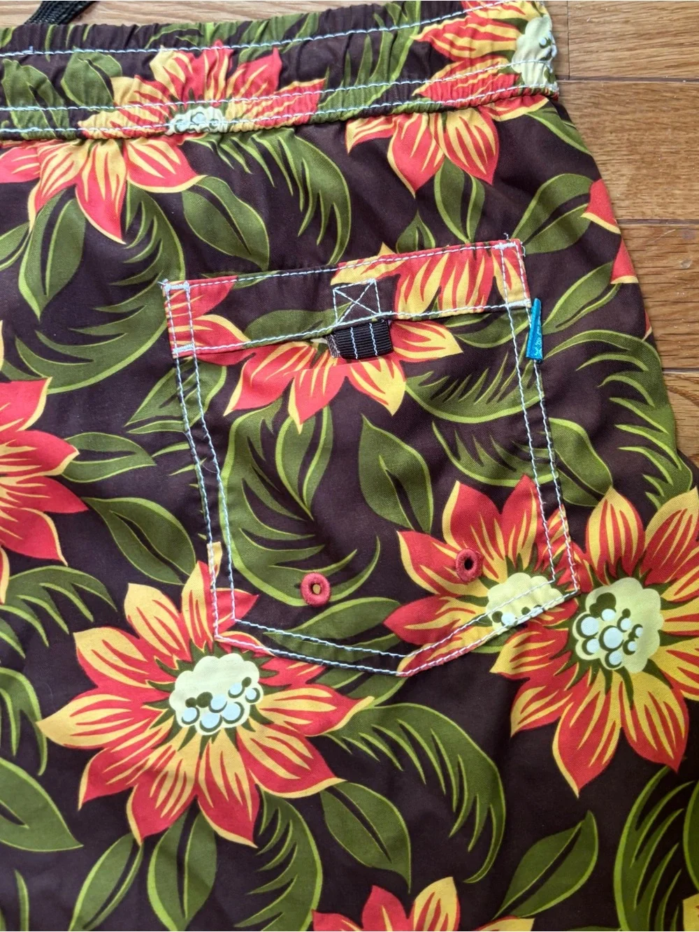 Tommy Bahama Men's‎ Floral Tropical Swim Trunks M Brown Orange Green Lined